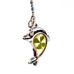 Kettinkje dolfijn met echt klavertje vier nr19 Kettinkje dolfijn met echt klavertje vier nr19