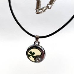 Sieradenset ketting en oorbellen met echt klavertje vier nr21