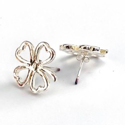 Zilveren oorbellen met echt klavertje vier nr35