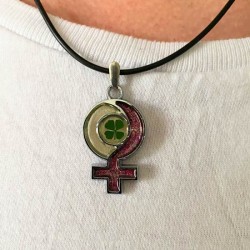 koord cirkel pijl paars met echt klavertje vier nr7a