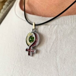 koord cirkel pijl paars met echt klavertje vier nr7a